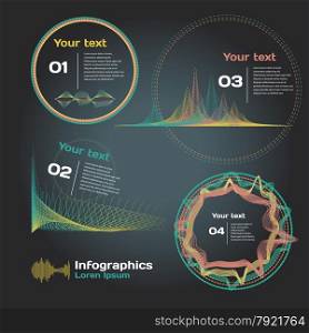 infographics with sound waves on a dark background