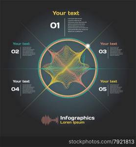 infographics with sound waves on a dark background