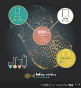 infographics with sound waves on a dark background on theme digital technology and internet