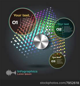infographics with sound waves on a dark background on theme digital technology and internet