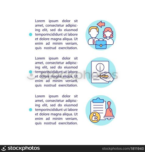 Inform your employer in writing concept line icons with text. PPT page vector template with copy space. Brochure, magazine, newsletter design element. Notify employer linear illustrations on white. Inform your employer in writing concept line icons with text
