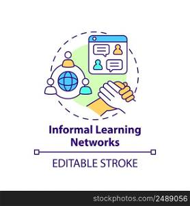 Informal learning networks concept icon. Community benefits. Online education trend abstract idea thin line illustration. Isolated outline drawing. Editable stroke. Arial, Myriad Pro-Bold fonts use. Informal learning networks concept icon