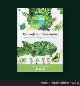 Information about World Environment Day.Save Earth Planet World Concept with ecology friendly watercolor vector