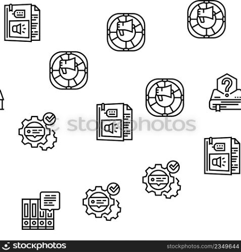 Information And Client Supporting Vector Seamless Pattern Thin Line Illustration. Information And Client Supporting Vector Seamless Pattern