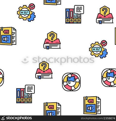 Information And Client Supporting Vector Seamless Pattern Thin Line Illustration. Information And Client Supporting Vector Seamless Pattern