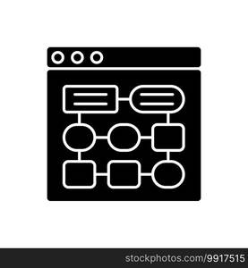 Information architecture  IA  black glyph icon. Website structure development. Online site content organization. User experience. Silhouette symbol on white space. Vector isolated illustration. Information architecture  IA  black glyph icon