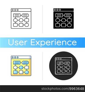 Information architecture icon. Website structure development. Computer technology. Software engineering. User experience. Linear black and RGB color styles. Isolated vector illustrations. Information architecture icon