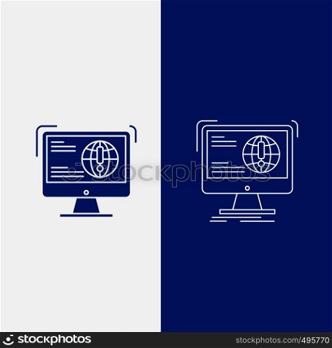 information, content, development, website, web Line and Glyph web Button in Blue color Vertical Banner for UI and UX, website or mobile application. Vector EPS10 Abstract Template background