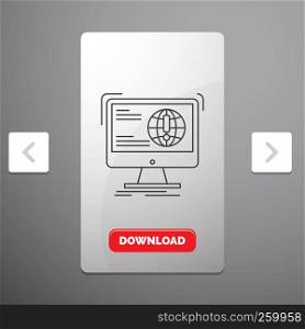 information, content, development, website, web Line Icon in Carousal Pagination Slider Design & Red Download Button