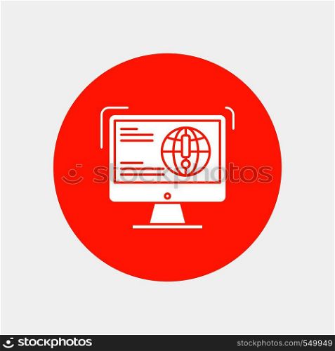 information, content, development, website, web White Glyph Icon in Circle. Vector Button illustration. Vector EPS10 Abstract Template background