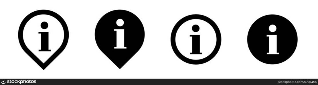  Information icon set. Info icons. Info symbols. Flat black information vector icons. EPS 10