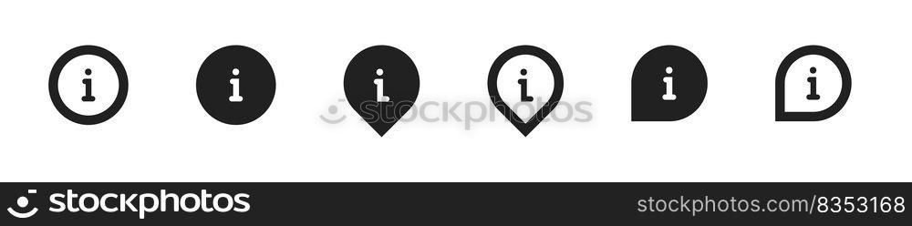Information icon set. Info symbol collection. Vector isolated illustration. Set of information sign.. Information icon set. Info symbol collection. Vector illustration. Set of information sign.