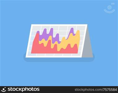 Information in visual representation vector, paper table card. Statistic and results of business project. Abstract segments, charts and graphs in flat style. Infocharts, Visualized Information Representation