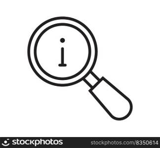 Information line icon vector. Info and help desk. Information Center, searching info, magnifier symbol.. Information line icon vector. Info and help desk. Information Center, searching info, magnifier symbol. Guidness, Reading Guide, 24 hours helper, technical support.