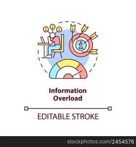 Information overload concept icon. Information industry complication abstract idea thin line illustration. Multitasking. Isolated outline drawing. Editable stroke. Arial, Myriad Pro-Bold fonts used. Information overload concept icon