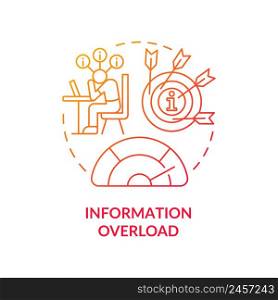Information overload red gradient concept icon. Information industry complication abstract idea thin line illustration. Multitasking. Isolated outline drawing. Myriad Pro-Bold font used. Information overload red gradient concept icon