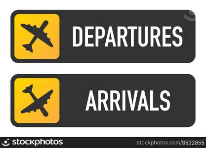 Information panel on the direction of arrivals and departures at airports on a white background. Information panel on the direction of arrivals and departures at airports on a white background.