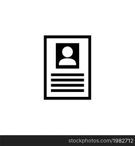 Information Person. Summary. Flat Vector Icon. Simple black symbol on white background. Information Person. Summary Flat Vector Icon