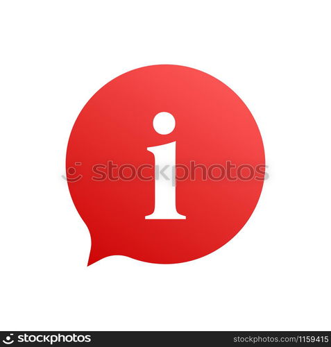 Information sign icon. Info speech bubble. Vector stock illustration. Information sign icon. Info speech bubble. Vector stock illustration.