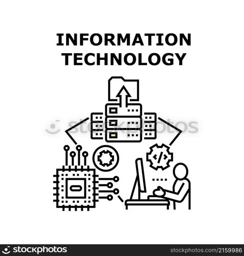 Information Technology computer network. system business. internet digital data concept. vector concept black illustration. Information Technology icon vector illustration