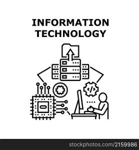 Information Technology computer network. system business. internet digital data concept. vector concept black illustration. Information Technology icon vector illustration