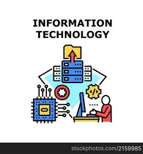 Information Technology computer network. system business. internet digital data concept. vector concept color illustration. Information Technology icon vector illustration