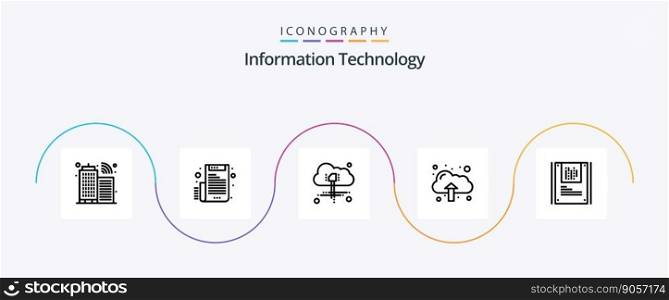 Information Technology Line 5 Icon Pack Including . data. computing. cryptography. upload