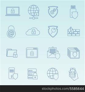 Information technology security icons set of wireless data transfer protection isolated vector illustration