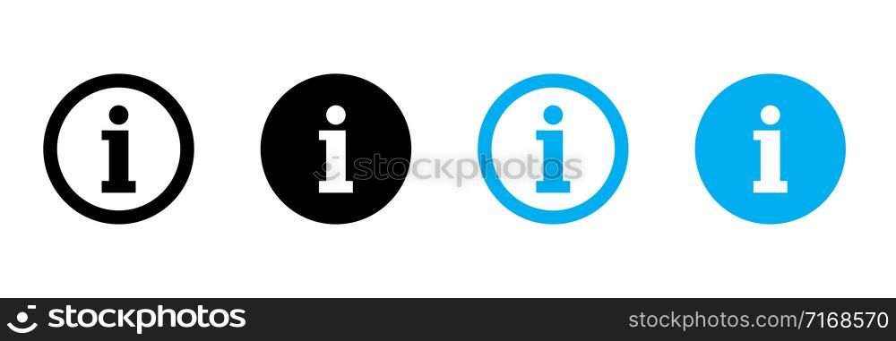 Information vector icons isolated on white background. Black and blue information icon. Information, info simple vector icon. EPS 10