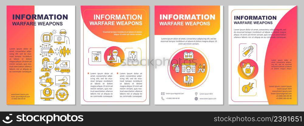 Information warfare weapons red gradient brochure template. Leaflet ...