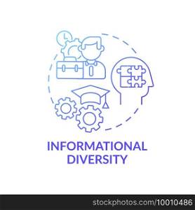 Informational diversity concept icon. Top management diversity types. Recognize individual differences of workers. Company idea thin line illustration. Vector isolated outline RGB color drawing. Informational diversity concept icon