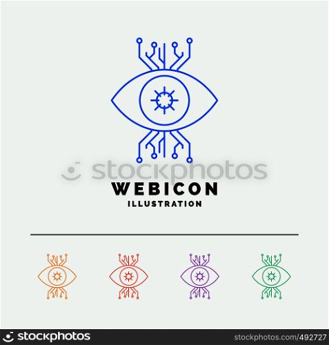 Infrastructure, monitoring, surveillance, vision, eye 5 Color Line Web Icon Template isolated on white. Vector illustration. Vector EPS10 Abstract Template background