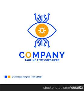 Infrastructure, monitoring, surveillance, vision, eye Blue Yellow Business Logo template. Creative Design Template Place for Tagline.