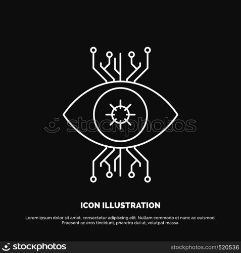Infrastructure, monitoring, surveillance, vision, eye Icon. Line vector symbol for UI and UX, website or mobile application. Vector EPS10 Abstract Template background