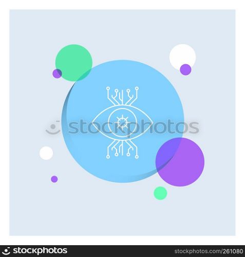 Infrastructure, monitoring, surveillance, vision, eye White Line Icon colorful Circle Background
