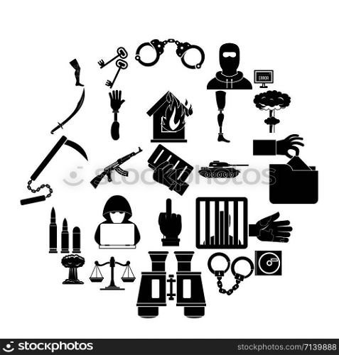 Infringement icons set. Simple set of 25 infringement vector icons for web isolated on white background. Infringement icons set, simple style