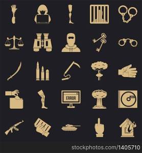 Infringement icons set. Simple set of 25 infringement vector icons for web for any design. Infringement icons set, simple style