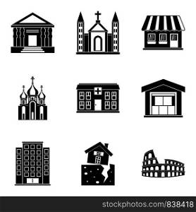 Inhabitation icons set. Simple set of 9 inhabitation vector icons for web isolated on white background. Inhabitation icons set, simple style