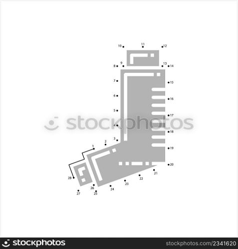 Inhaler Icon Connect The Dots, Allergy Spray, Puffer, Pump Icon, Medication Device Used To Pump Into The Body Via The Lungs Vector Art Illustration, Puzzle Game Containing A Sequence Of Numbered Dots