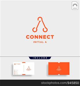 initial a connection logo design technology symbol icon alphabet. initial a connection logo design technology symbol icon
