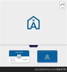 initial A creative logo template, minimalist logo for real estate corporate. vector illustration, business card design template include. initial creative logo template, minimalist logo for real estate corporate. vector illustration, business card design template include