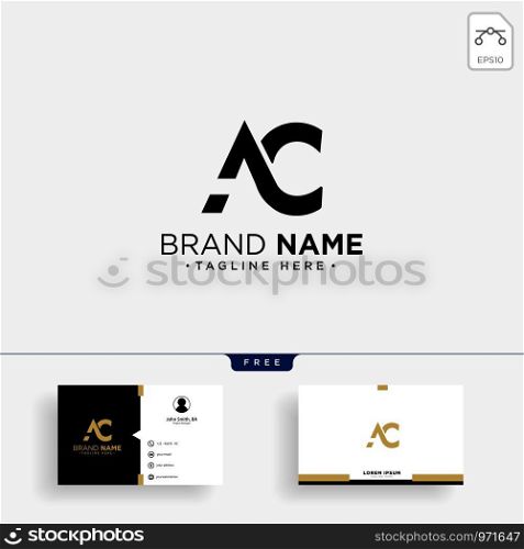 initial AC abstract geometric logo template vector illustration and business card design