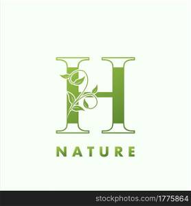 Initial Alphabet Letter H Green Nature Logo, vector logo template design concept floral leaf green color.