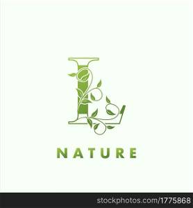 Initial Alphabet Letter L Green Nature Logo, vector logo template design concept floral leaf green color.