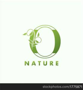 Initial Alphabet Letter O Green Nature Logo, vector logo template design concept floral leaf green color.