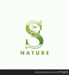 Initial Alphabet Letter S Green Nature Logo, vector logo template design concept floral leaf green color.
