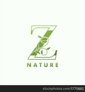 Initial Alphabet Letter Z Green Nature Logo, vector logo template design concept floral leaf green color.