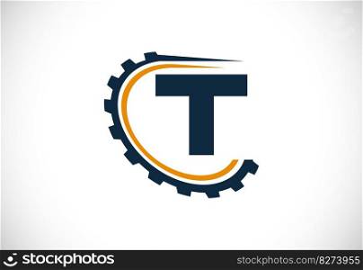 Initial alphabet with a gear. Gear engineer logo design. Logo for automotive, mechanical, technology, setting, repair business, and company identity