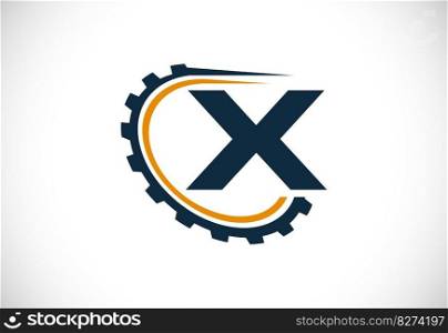 Initial alphabet with a gear. Gear engineer logo design. Logo for automotive, mechanical, technology, setting, repair business, and company identity