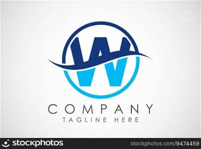 Initial alphabet with swoosh or ocean wave logo design. Graphic alphabet symbol for corporate business identity